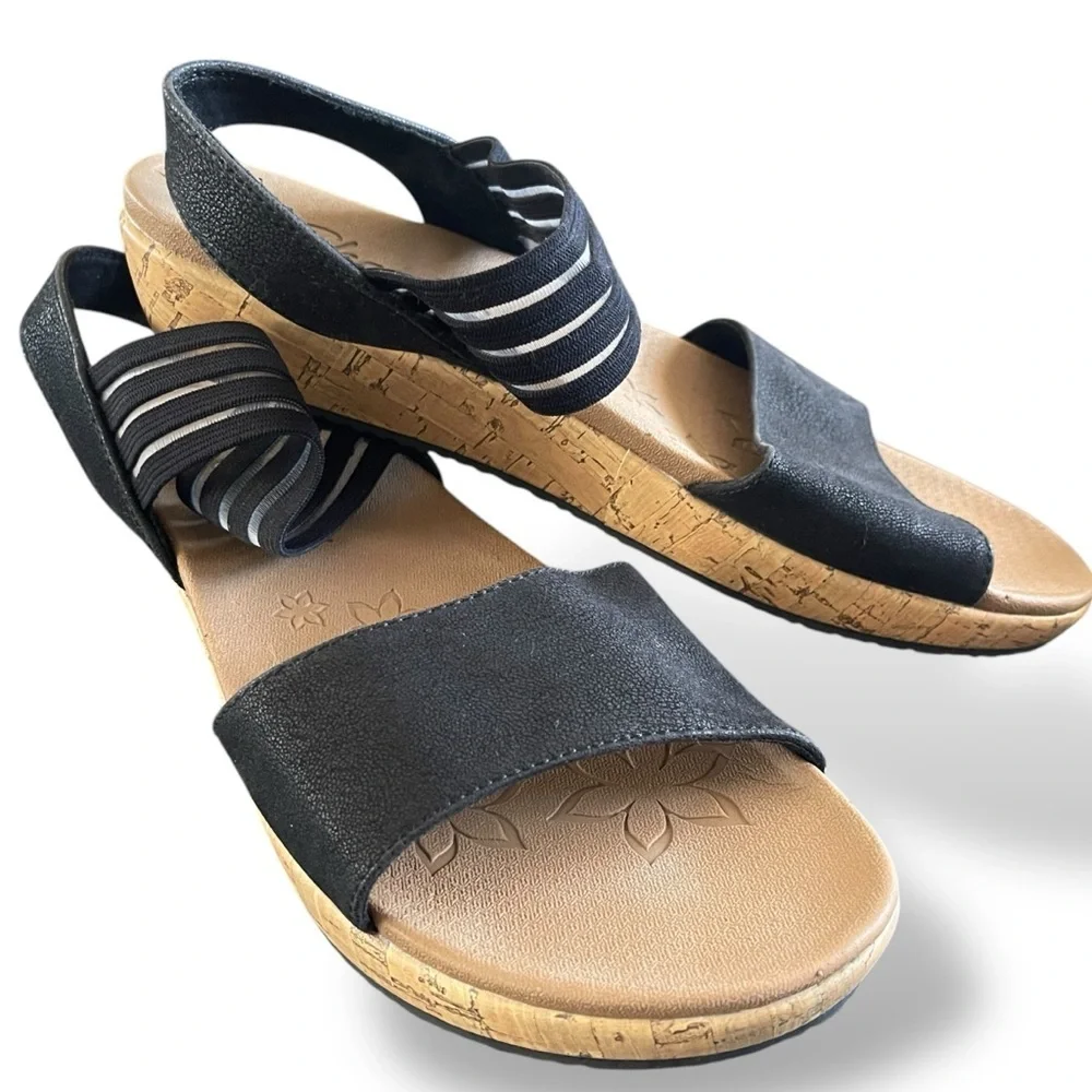 Skechers Luxe Foam Brie Lo'Profile Cork Sandal‎ Stretch Strappy Comfort Women 10